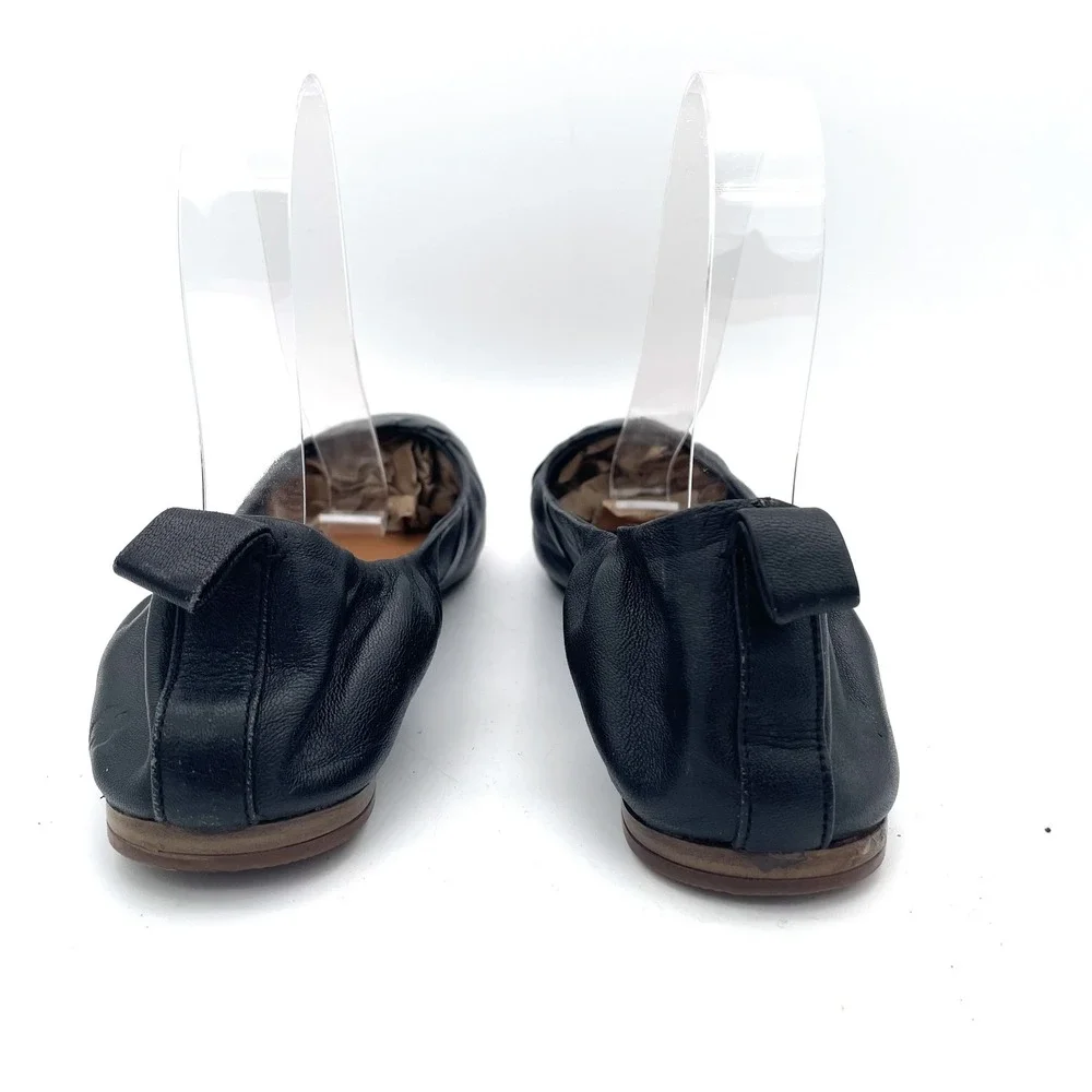 Lucky Brand Giorga Black Leather Ballet Flats Womens 9.5M Square Toe Shoes
